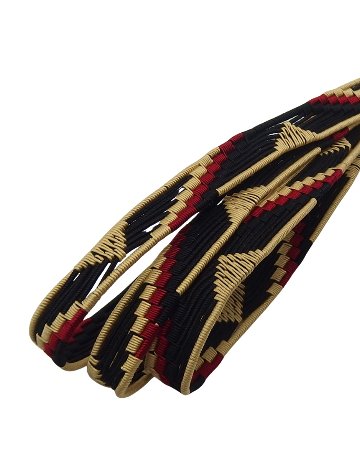 渡敬 夏帯締め 総巻八本レース山型 白橡と臙脂と黒 ＜即日発送可＞の画像