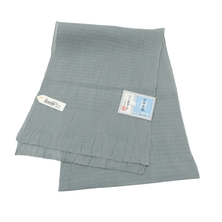 渡敬 小千谷縮無地染 夏帯揚げ 利休鼠 ＜即日発送可＞の画像