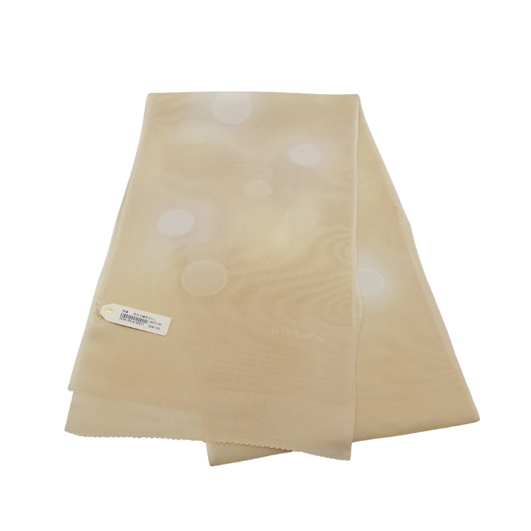 渡敬 紗水玉縫取ぼかし 夏帯揚げ 練色 ＜即日発送可＞の画像