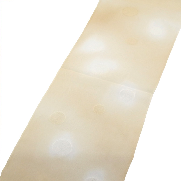 渡敬 紗水玉縫取ぼかし 夏帯揚げ 練色 ＜即日発送可＞の画像