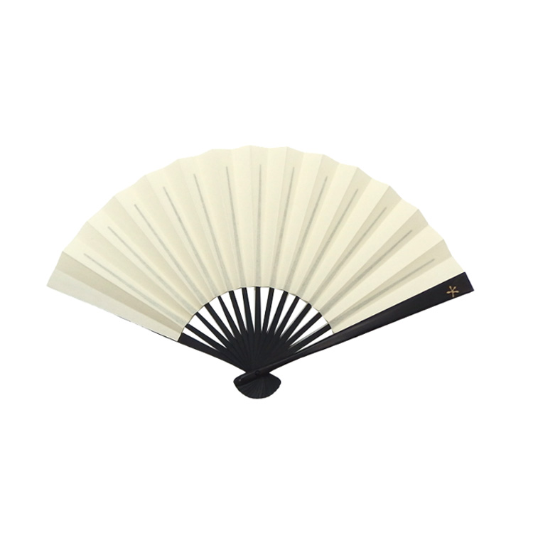 ＜4/1 21:00～発売＞橋爪玲子 漆絵の扇子 「百花・生成色」 黒染の竹(黒系)の画像