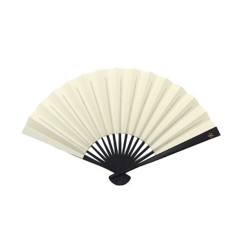 ＜4/1 21:00～発売＞橋爪玲子 漆絵の扇子 「百花・生成色」 黒染の竹(黒系)の画像