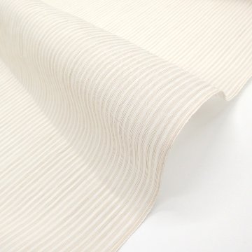 吉新織物 「小千谷縮」着尺 練色の縞(ベージュ系)＜お仕立て代込＞の画像