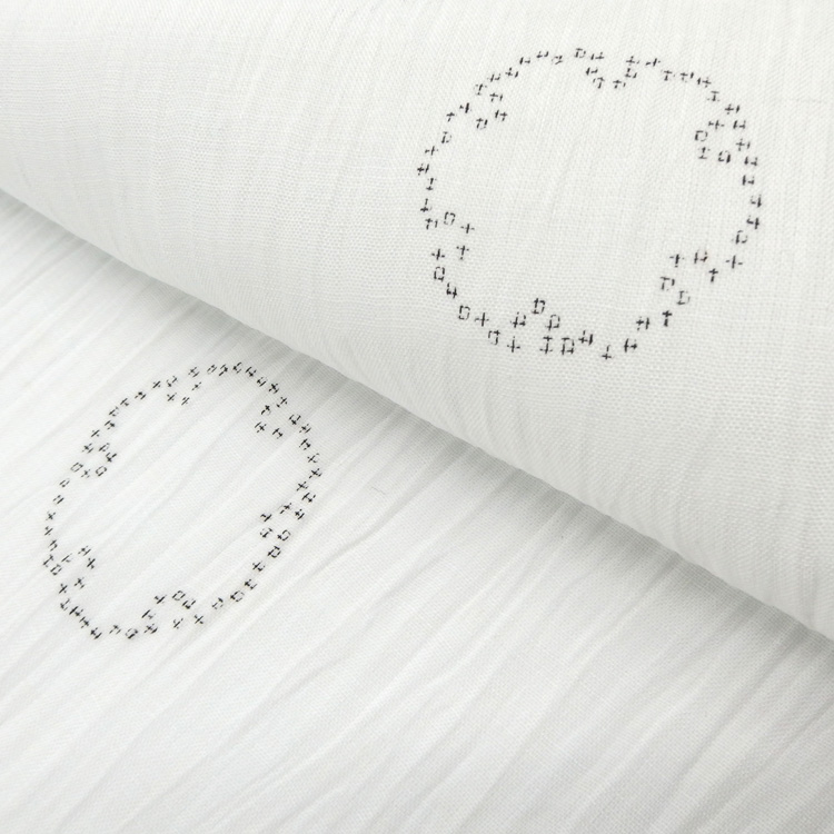 織田工房 「小千谷縮」雪輪 着尺 灰水色＜お仕立て代込＞の画像