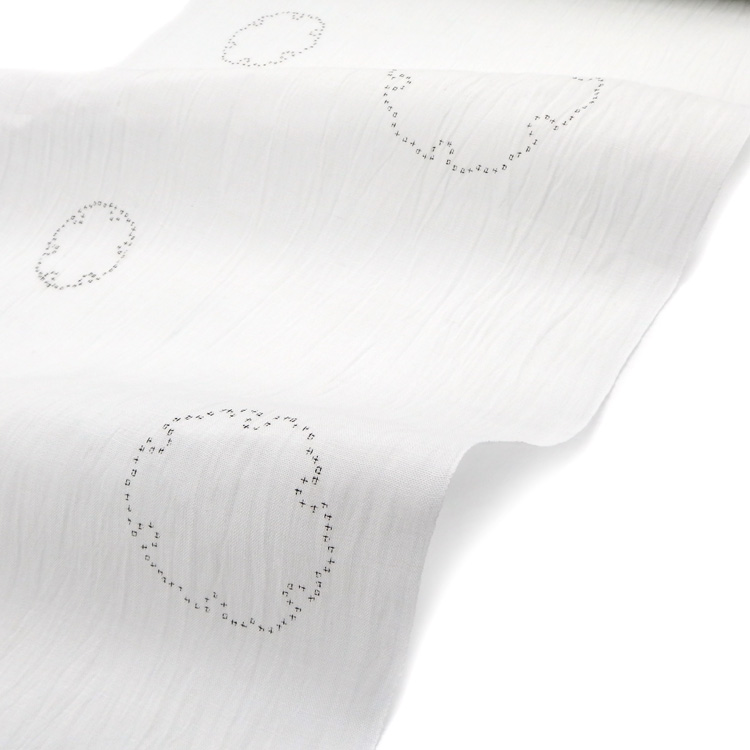 織田工房 「小千谷縮」雪輪 着尺 灰水色＜お仕立て代込＞の画像