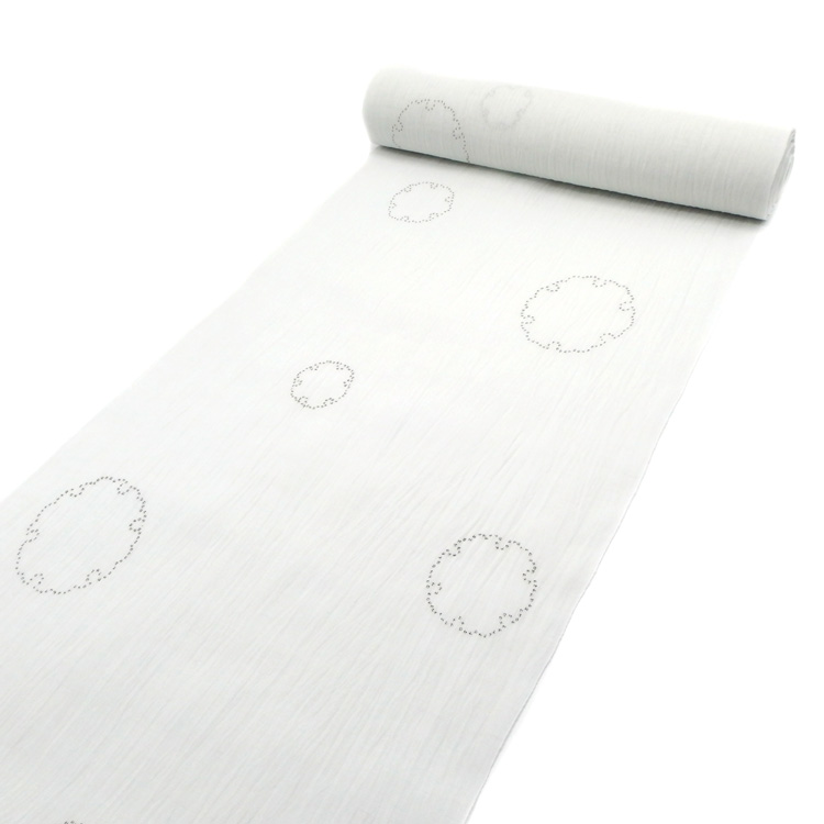 織田工房 「小千谷縮」雪輪 着尺 灰水色＜お仕立て代込＞の画像