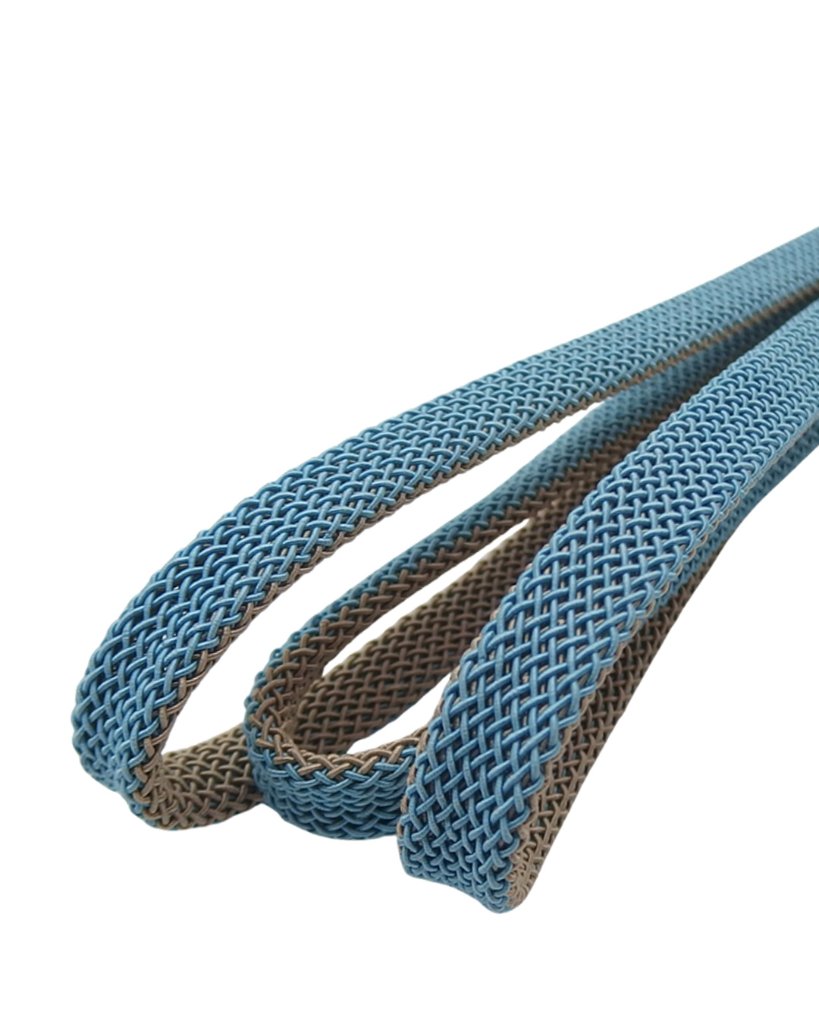 和小物さくら 夏帯締め レース昼夜 浅縹色と白茶 ＜即日発送可＞の画像