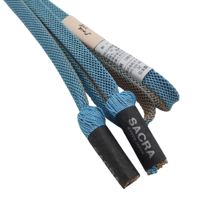 和小物さくら 夏帯締め レース昼夜 浅縹色と白茶 ＜即日発送可＞の画像