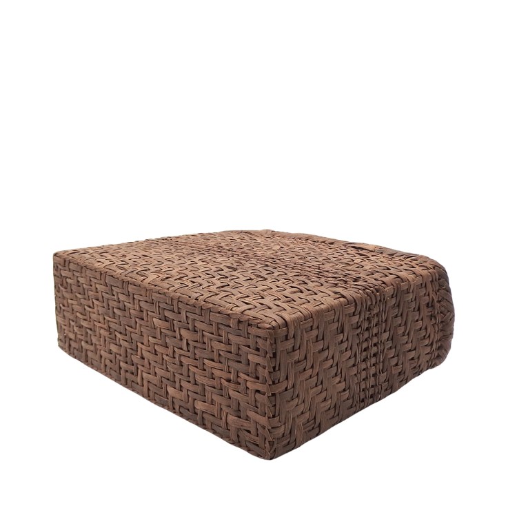 山形県の工房×千成堂着物店「国産 山葡萄蔓のかごバッグ×手織絣の綿布」ラインあり 茶＜即日発送可＞の画像