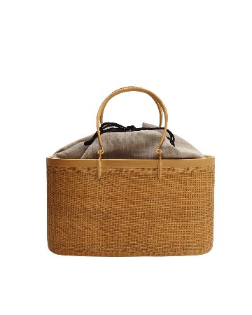 ＜4/11 21:00～発売＞コムクリット工房 竹細工バッグ「麻の裂」（高さ17cm）ベージュの画像