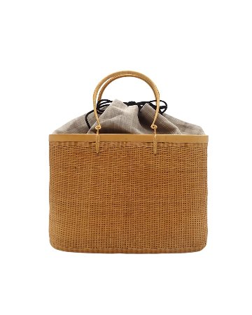 ＜4/11 21:00～発売＞コムクリット工房 竹細工バッグ「麻の裂」（高さ21cm）ベージュの画像