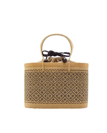 ＜4/11 21:00～発売＞コムクリット工房 竹細工バッグ「菱重ね」（高さ17cm）薄ベージュの画像