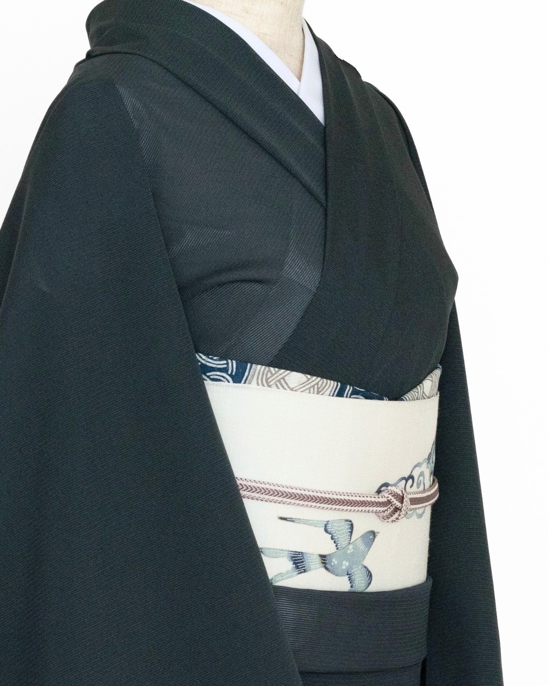 アトリエ品川 「新涼風（紬地）」 九寸名古屋帯 染め帯 夏〜単衣帯 白よごし＜お仕立て代込＞の画像