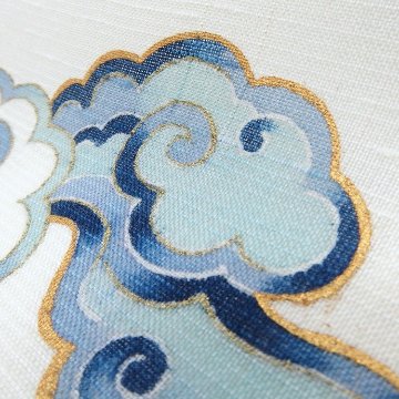 アトリエ品川 「新涼風（紬地）」 九寸名古屋帯 染め帯 夏〜単衣帯 白よごし＜お仕立て代込＞の画像