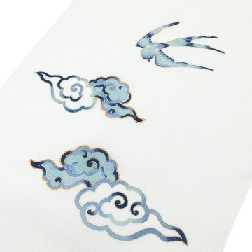 アトリエ品川 「新涼風（紬地）」 九寸名古屋帯 染め帯 夏〜単衣帯 白よごし＜お仕立て代込＞の画像