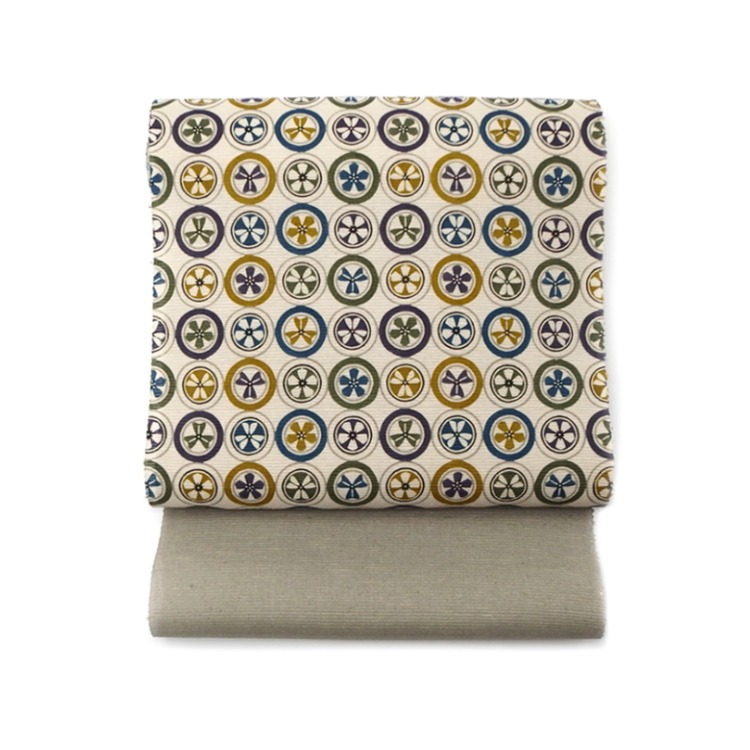 ＜4/15 21:00発売開始～＞武村小平 「丸紋片喰」千成堂別注 九寸名古屋帯 夏帯〜単衣帯 染め帯 型染めの画像