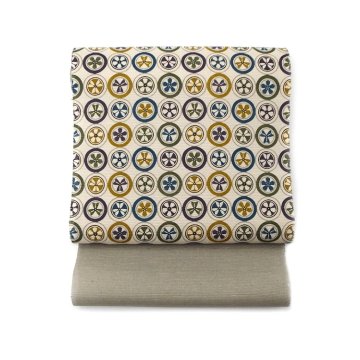 ＜4/15 21:00発売開始～＞武村小平 「丸紋片喰」千成堂別注 九寸名古屋帯 夏帯〜単衣帯 染め帯 型染めの画像