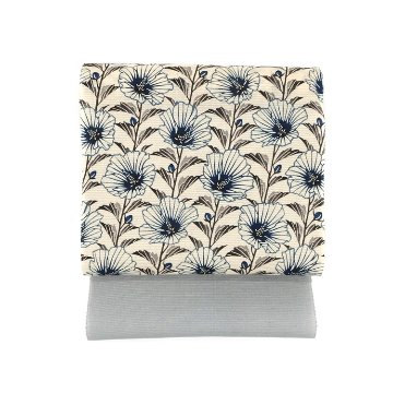 ＜4/15 21:00発売開始〜＞武村小平 「ムクゲ」千成堂別注 九寸名古屋帯 夏帯〜単衣帯 染め帯 型染め 白藍色の画像