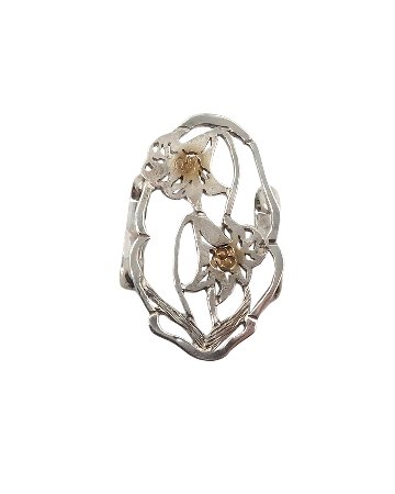 奥村栄美 帯留め「百合」銀細工 シルバーの画像