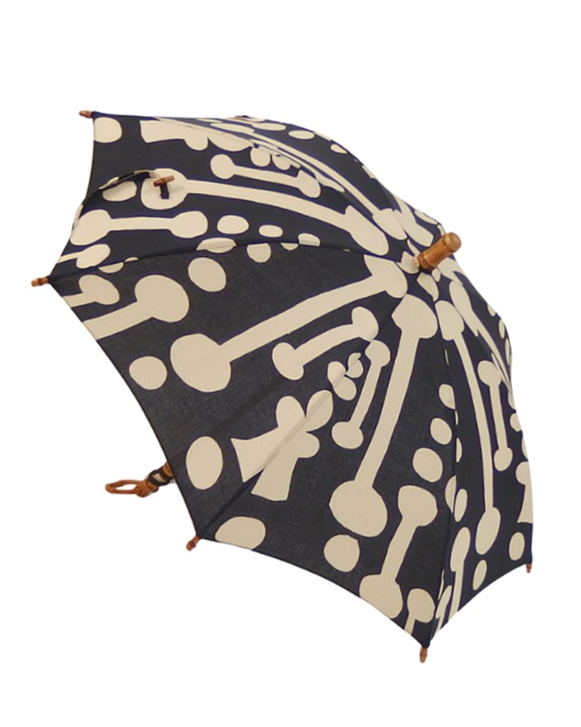 ＜4/22 21:00～発売＞ 内藤早苗 注染の日傘 「かわいい雪」 黒の画像