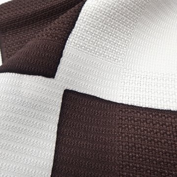 衿秀 夏帯揚げ メッシュ市松四角白抜き 焦茶色 ＜即日発送可＞の画像