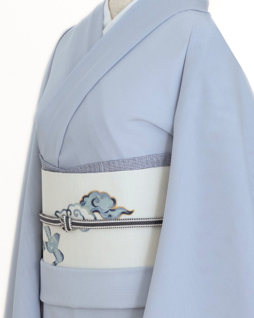 駒絽白着尺（五泉）×千成堂着物店 「三本絽の色無地」灰青 ＜お仕立て代込＞の画像