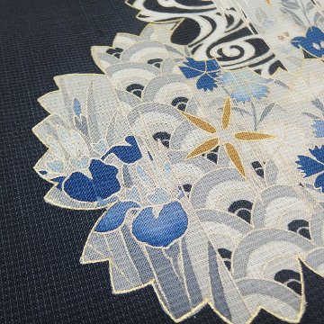 染の百趣 矢野「撫子取文」千成堂別注 九寸名古屋帯 染め帯 夏帯〜単衣帯 墨色＜お仕立て代込＞の画像