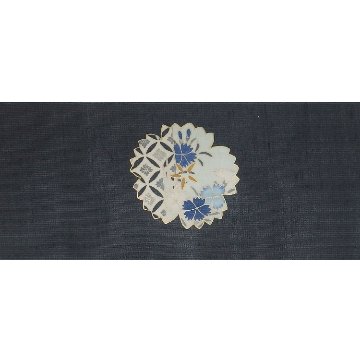 染の百趣 矢野「撫子取文」千成堂別注 九寸名古屋帯 染め帯 夏帯〜単衣帯 墨色＜お仕立て代込＞の画像