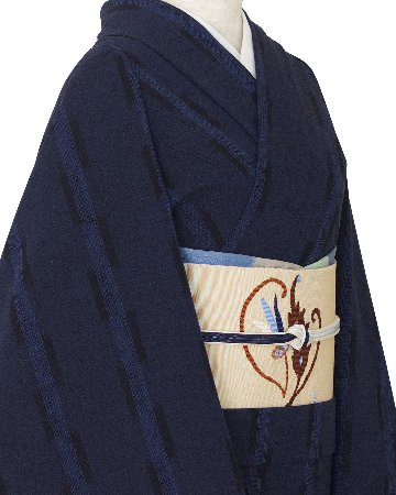 和小物さくら 帯締め 綾竹双葉ぼかし切替 紺色から月白ぼかし 切房 ＜即日発送可＞の画像