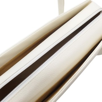 千成堂着物店 利休バッグ 「国産・総本革(八寸三分・横長)」白よごし＜即日発送可＞の画像