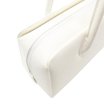 千成堂着物店 利休バッグ 「国産・総本革(八寸三分・横長)」白よごし＜即日発送可＞の画像