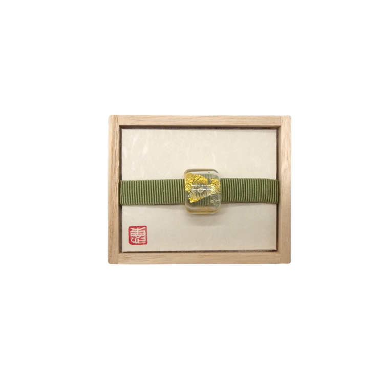 田上惠美子 硝子の帯留 「うたかた / クリア」ガラス・金箔の画像