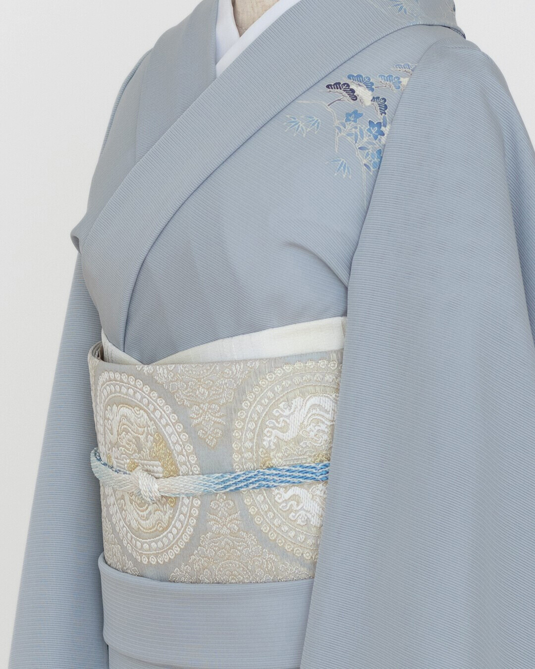 吉澤 「松」 千成堂別注 友禅の付下げ 絽 夏きもの 灰青＜お仕立て代込＞の画像
