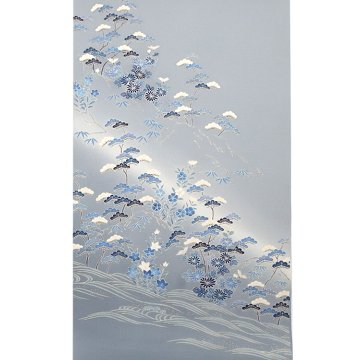 吉澤 「松」 千成堂別注 友禅の付下げ 絽 夏きもの 灰青＜お仕立て代込＞の画像