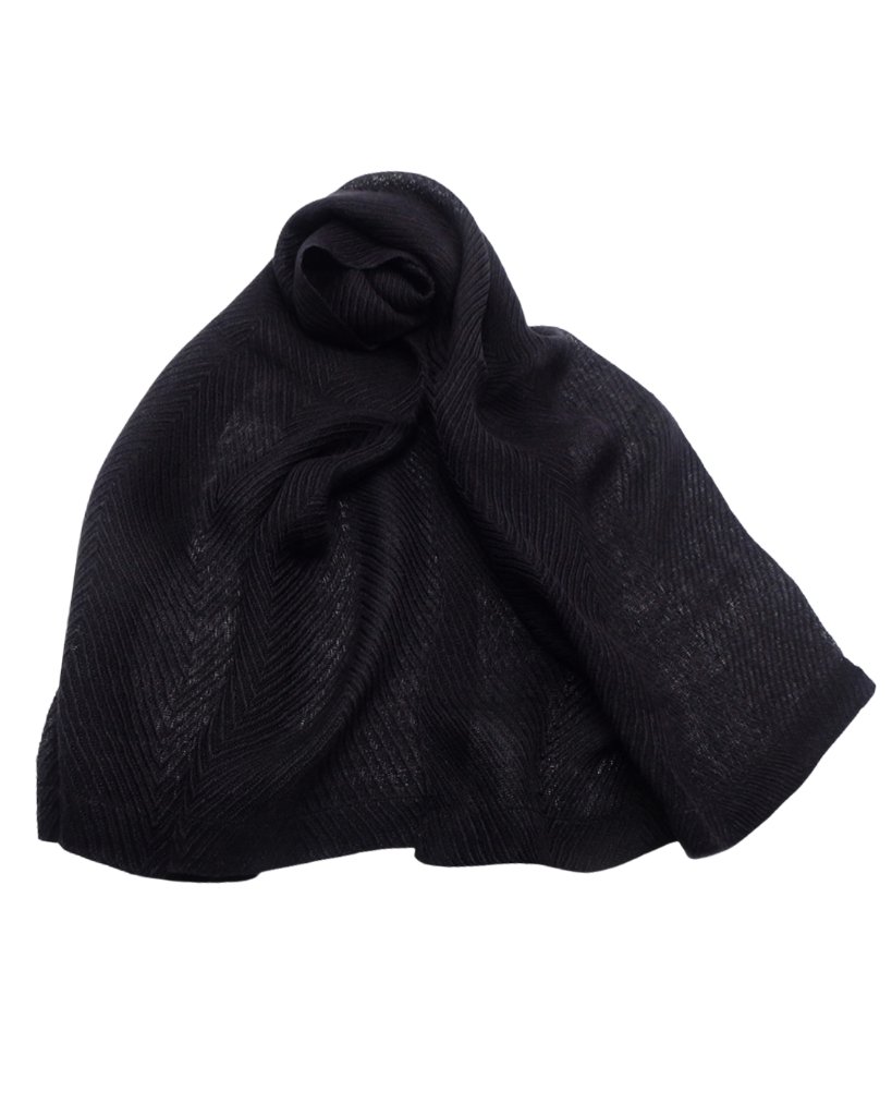 Kameli apartment（カメリ アパートメント）「黒」手織り大判ストール（ショール）リネン×ビスコース＜即日発送可＞の画像
