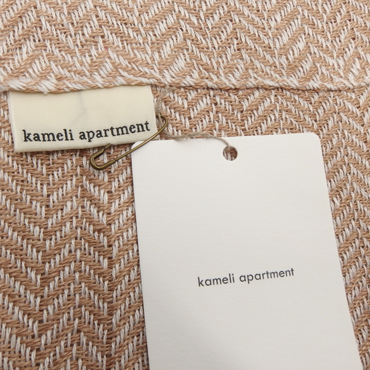 Kameli apartment（カメリ アパートメント）「ピンクベージュ」手織り大判ストール（ショール）リネン＜即日発送可＞の画像