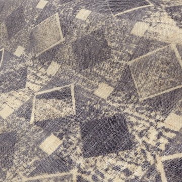向井詩織 「No.519×麻」 千成堂別注 九寸名古屋帯 アジュラック・ブロックプリント 染め帯 練色 夏帯〜単衣帯＜お仕立て代込＞の画像