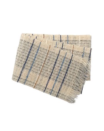 染織iwasaki（岩崎訓久・悦子）「緯吉野半巾帯」半幅帯 阿波藍とアイボリーの画像