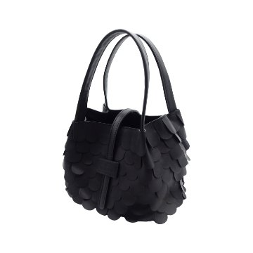 JUNYA WARASHINA (ジュンヤ・ワラシナ)「Ohagi, mop （オハギ, モップ）」ハンドバッグ 黒 ラムレザーの画像