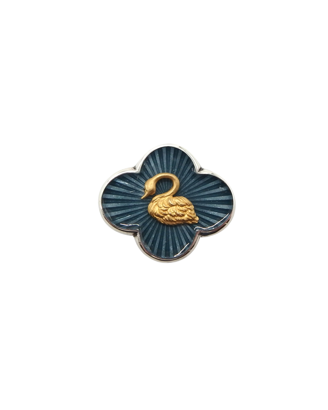 なつ緋 帯留 「金の白鳥 七宝帯留」藍色 の画像