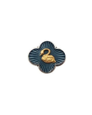 なつ緋 帯留 「金の白鳥 七宝帯留」藍色 の画像