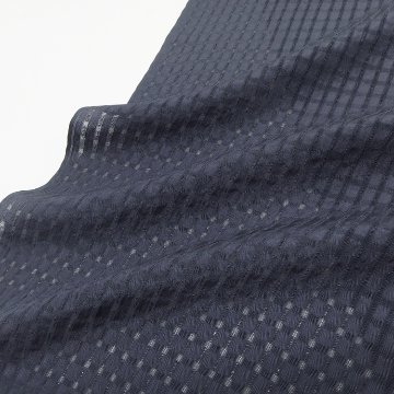 千成堂着物店 一点もの帯揚げ「藍墨 × 格子・経撚り絽ちりめん 」 夏帯揚げ ＜即日発送可＞ の画像
