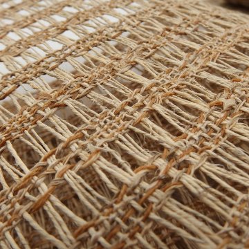 出羽の織座「草布帯 変り捩り織」しな・藤・いらくさの手績み糸 八寸名古屋帯 夏帯〜単衣帯＜自然布＞＜お仕立て代込＞の画像