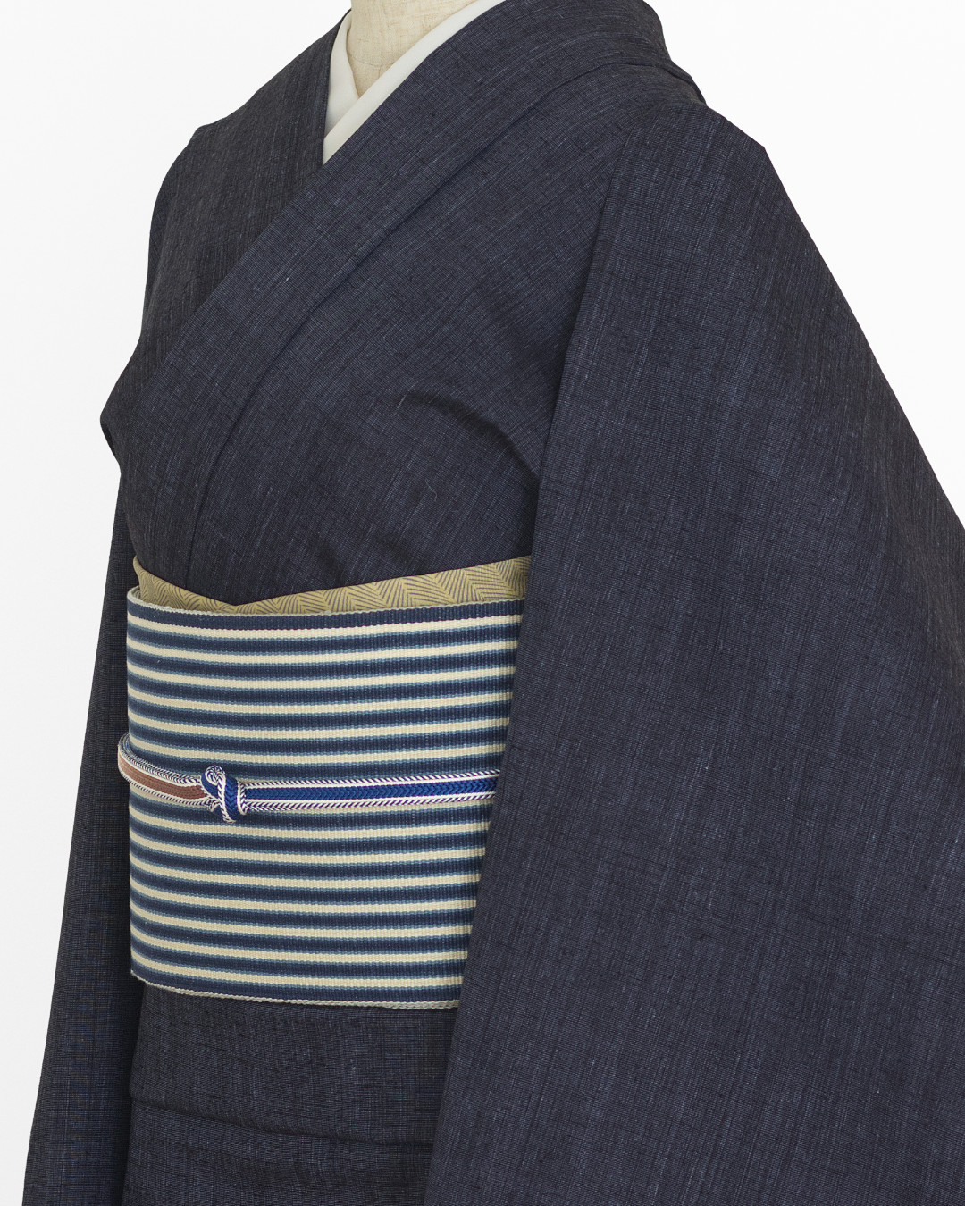 ＜8/19 21時〜発売＞出羽の織座 半幅帯「綿紙布帯・広幅」藍色＜お仕立て代込＞の画像