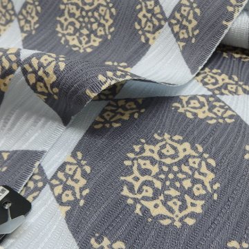 和小物さくら 帯揚げ 幾何学模様 月白に桔梗鼠＜即日発送可＞の画像