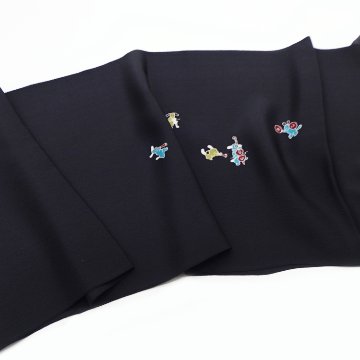 和小物さくら 帯揚げ 犬の音楽隊 墨黒＜即日発送可＞の画像