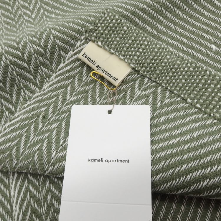 ＜10/17 21:00～発売＞Kameli apartment（カメリ アパートメント）「グリーン」手織り大判ストール（ショール）リネン×ウール＜即日発送可＞の画像