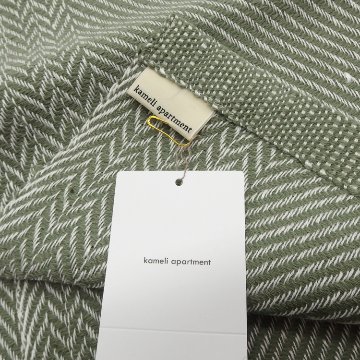 ＜10/17 21:00～発売＞Kameli apartment（カメリ アパートメント）「グリーン」手織り大判ストール（ショール）リネン×ウール＜即日発送可＞の画像