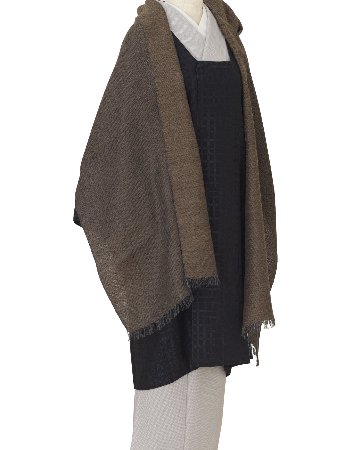 ＜10/17 21:00～発売＞Kameli apartment（カメリ アパートメント）「薄茶×グレー×黒」手織り大判ストール（ショール）アルパカ×リネン＜即日発送可＞の画像