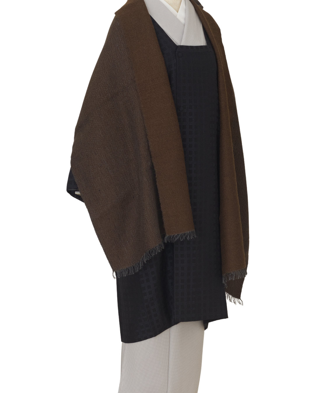 ＜10/17 21:00～発売＞Kameli apartment（カメリ アパートメント）「濃茶×グレー×黒」手織り大判ストール（ショール）アルパカ×リネン＜即日発送可＞の画像